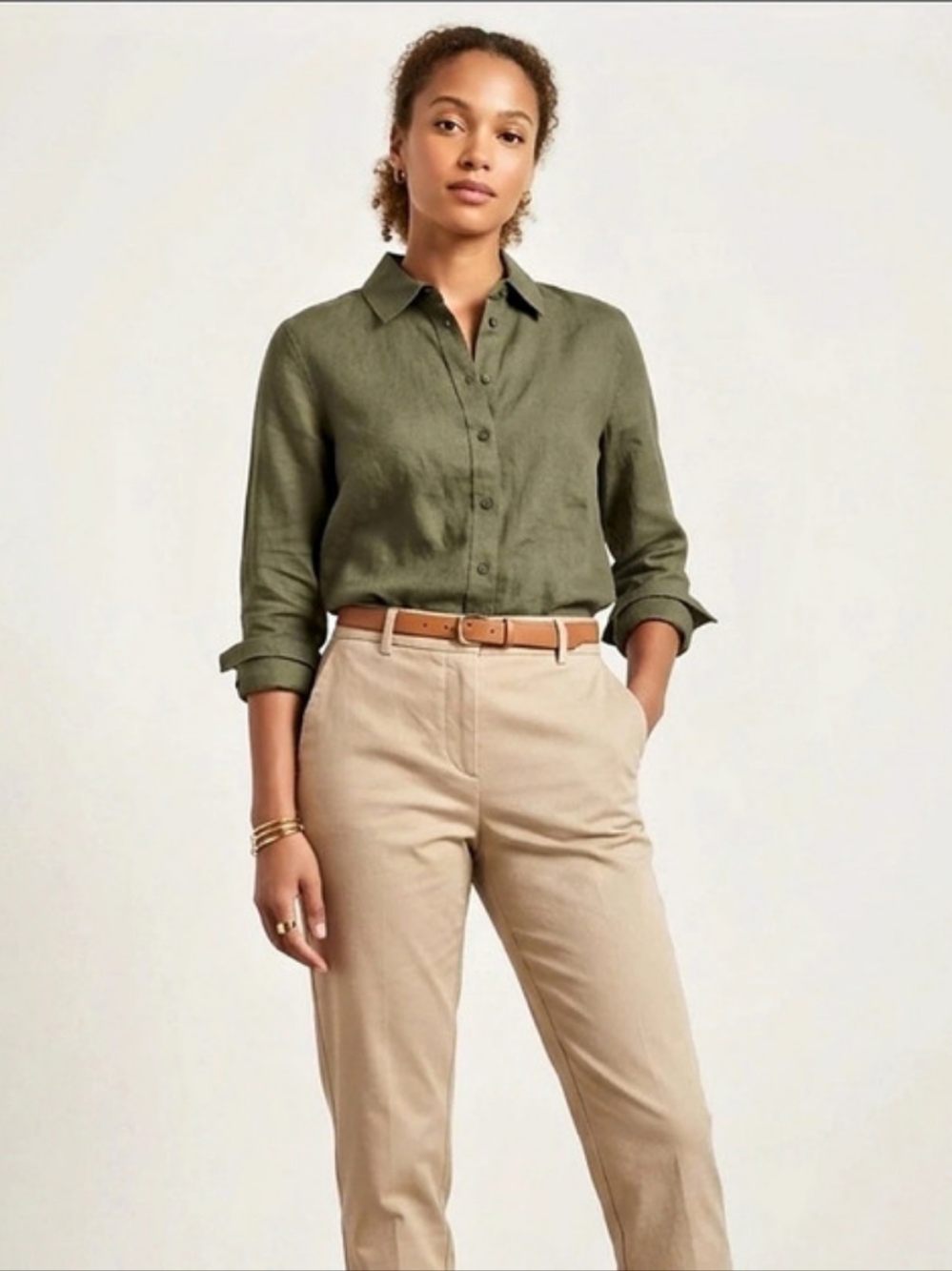 Banana Republic The Everyday Shirt in Linen Button Down Shirt Green XS